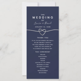 Programa de Casamento de Caligrafia Azul Marinho