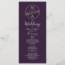 Programa de Casamento de Caligrafia Elegante