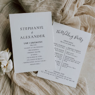 Programa de Casamento de Caligrafia Minimalista