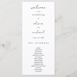 Programa de Casamento de Caligrafia Minimalista
