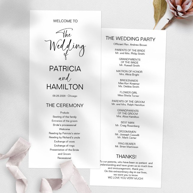 Programa de Casamento de Caligrafia Moderna Simple (Criador carregado)