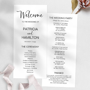 Programa de Casamento de Caligrafia Moderna Simple