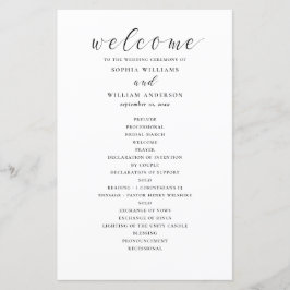 Programa de casamento de caligrafia preto e branco