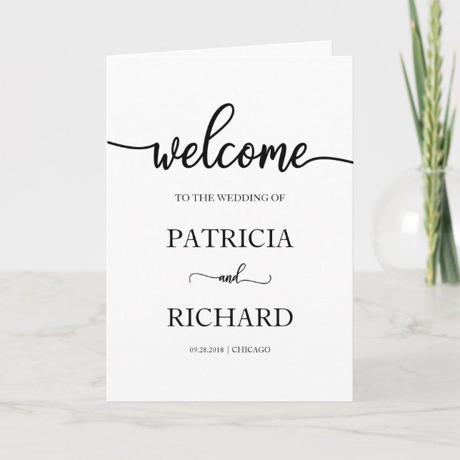 Programa de Casamento de Caligrafia Simples (Frente)