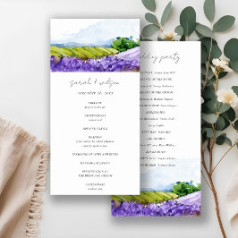 Programa de Casamento de Campos de Lavanda Rustic 
