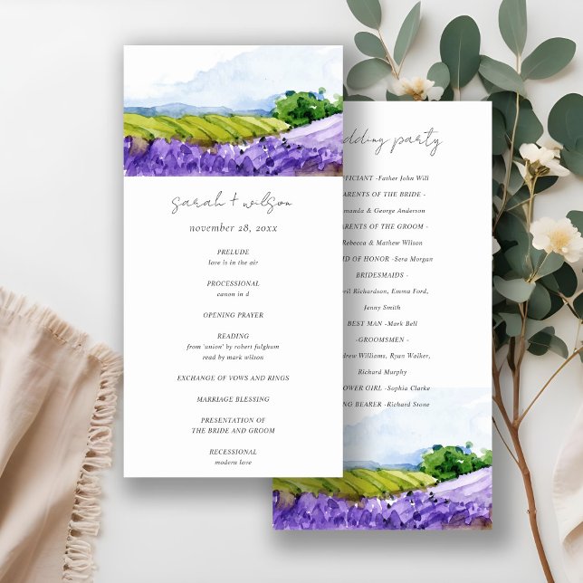 Programa de Casamento de Campos de Lavanda Rustic  (Criador carregado)
