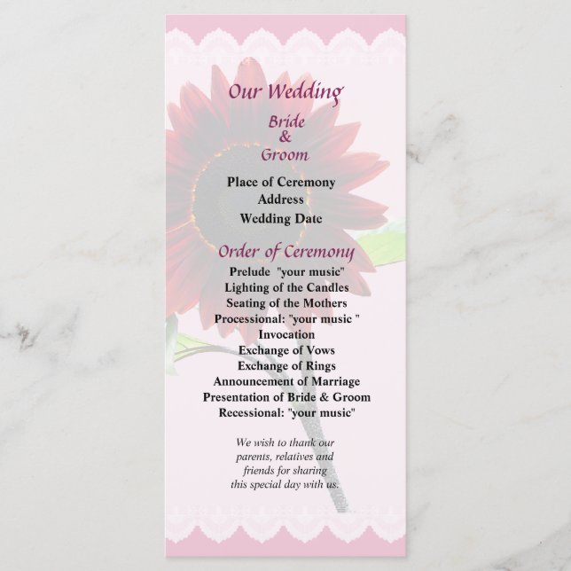 Programa de Casamento de Cereja e Chocolate (Frente)