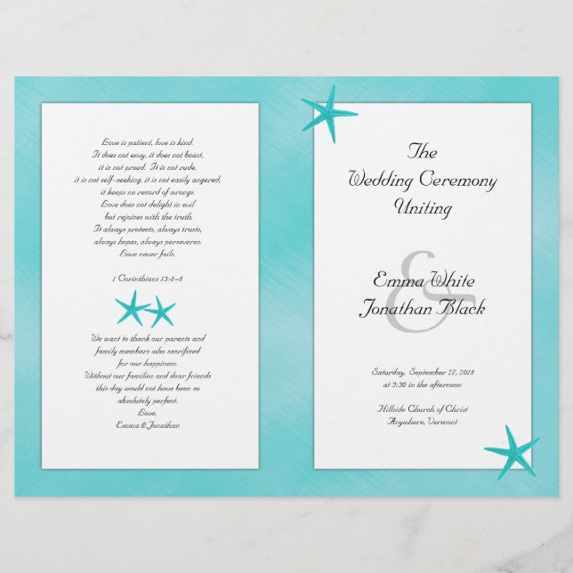 Programa de Casamento de Cerimônias Católicas de A (Frente)