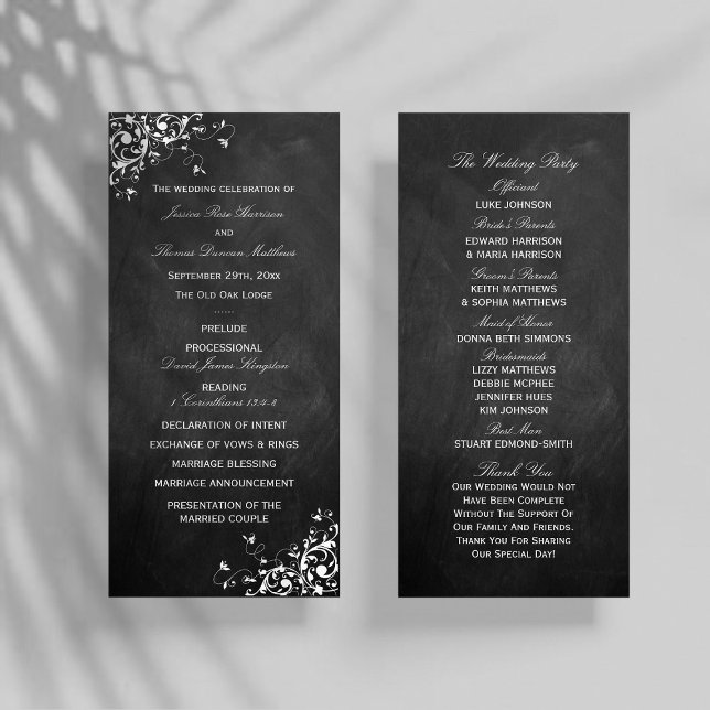 Programa De Casamento De Chalkboard Em Brancos Bra (Criador carregado)