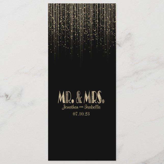 Programa de Casamento de Chás de Estrelas Douradas (Frente)