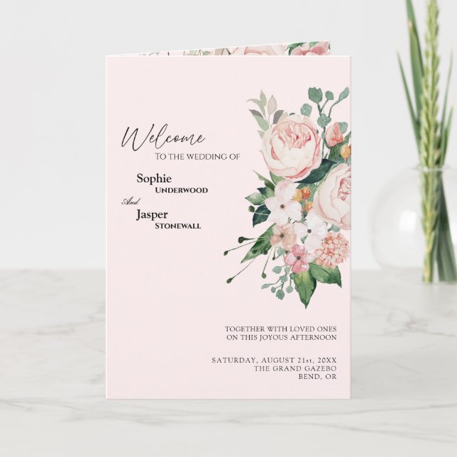 Programa De Casamento De Cor-De-Rosa Blush (Frente)