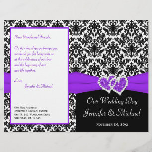 Programa de Casamento de Corações de Damascos Roxo