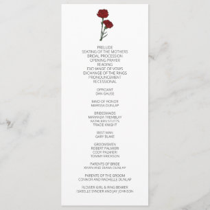 Programa de Casamento de Cravos Vermelhos Minimali