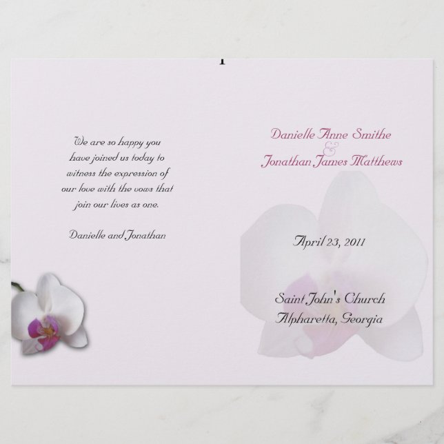 Programa de Casamento de Danielle (Frente)