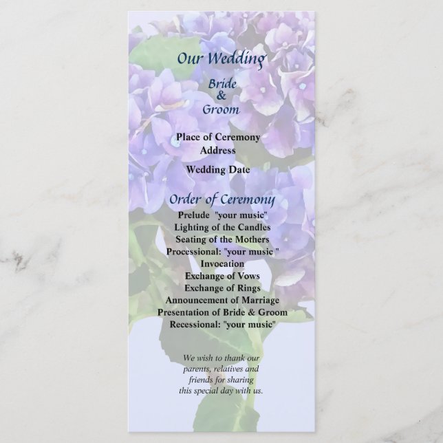 Programa de Casamento de DaTECNES Azul (Frente)