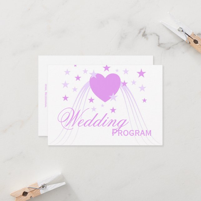 Programa de Casamento de Design de Corações Roxos (Frente/Verso In Situ)
