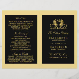 Programa de Casamento de Emblem Floral do ouro