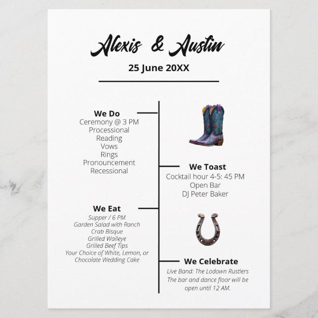 Programa de Casamento de Estilo Ocidental para Cow (Frente)