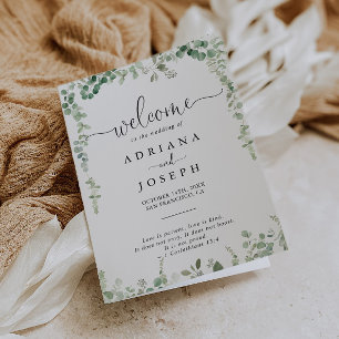 Programa de Casamento de Eucalipto Verde Minimalis