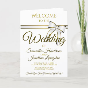 Programa de Casamento de Fita e Arco Branco e Dour