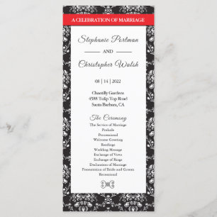 Programa de Casamento de Fita Vermelha Preta para