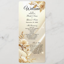 Programa de Casamento de Flores Brancas e Douradas