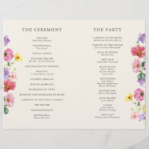 Programa de Casamento de Flores Chic Floral Rustic