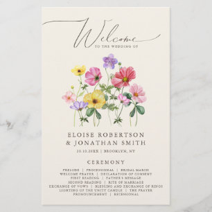 Programa de Casamento de Flores Chic Floral Rustic