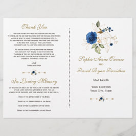 Programa de Casamento de Flores Douradas Whimsical