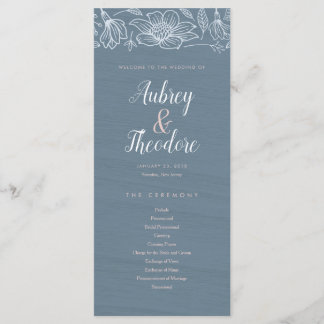 Programa de Casamento de Flores Dusty Blue & Blush