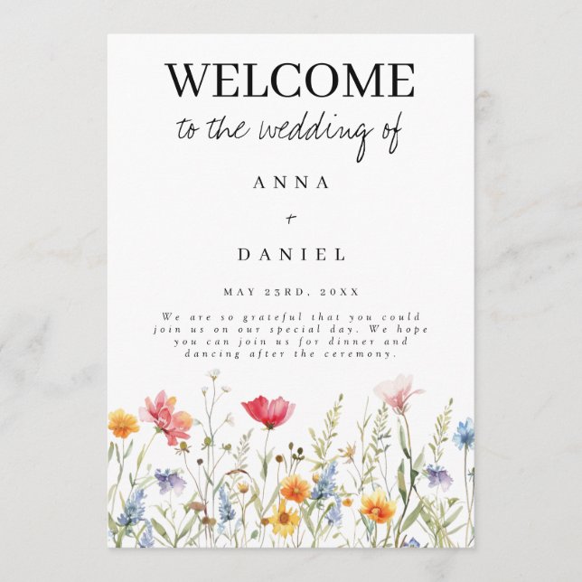 Programa de Casamento de Flores Selvagens (Frente)