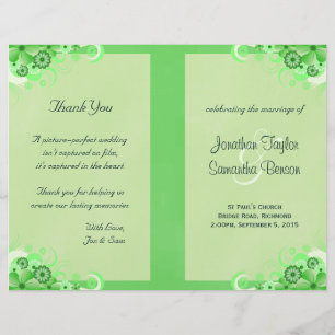 Programa de Casamento de Flores Verde Claro