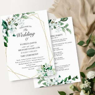 Programa de Casamento de Folhagens Florais Geométr