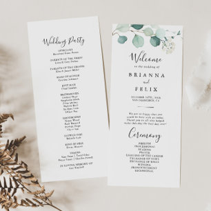 Programa de Casamento de Foliagem Eucalyptus Verde