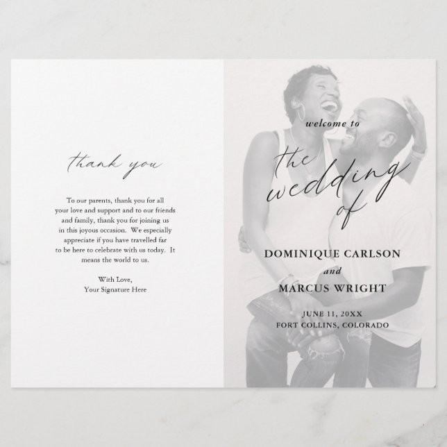 Programa de Casamento de Fotos Elegante Simples Ch (Frente)