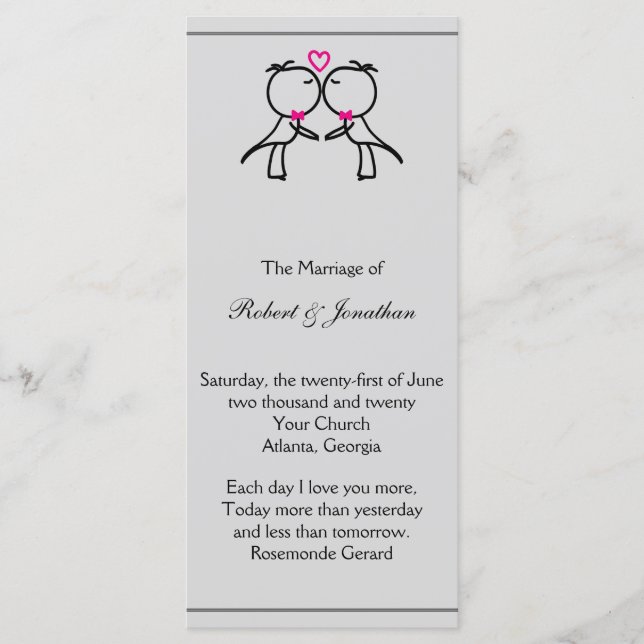 Programa de Casamento de Gay de Beijo de Dois Bons (Frente)