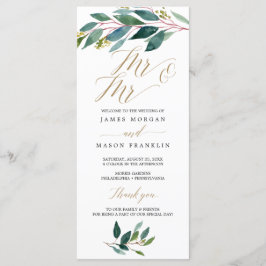 Programa de Casamento de Gay dos Jardins Verdes - 