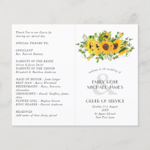 Programa de Casamento de Girassóis ou outro event