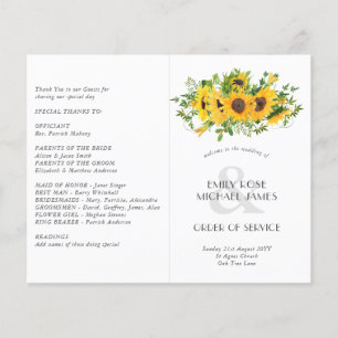 Programa de Casamento de Girassóis ou outro evento