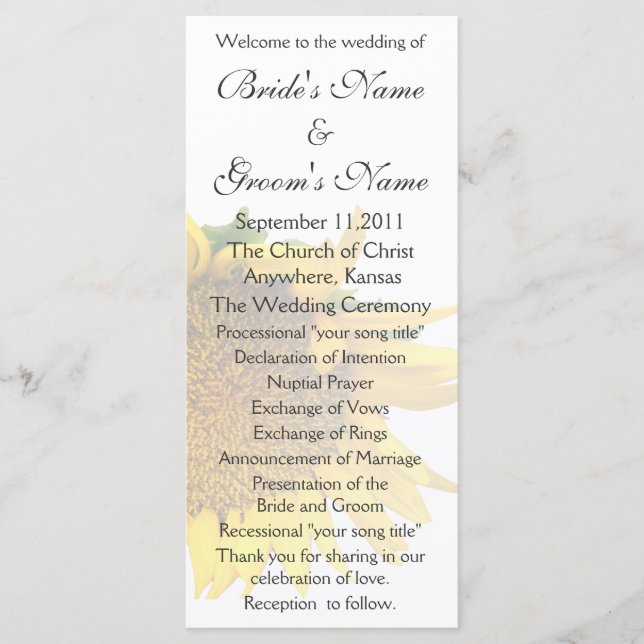 Programa de Casamento de Girassol 3 (Frente)