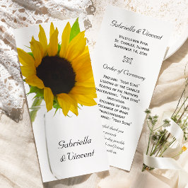 Programa de Casamento de Girassol Amarelo em Branc