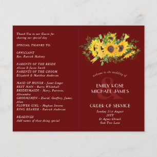 Programa de Casamento de Girassol ou outro evento
