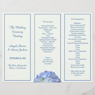 Programa de Casamento de Hydrangea Azul Verde Três