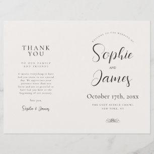 Programa de Casamento de Igreja Neutro Minimalista