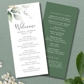 Programa de Casamento de Jardim Dourado Verde
