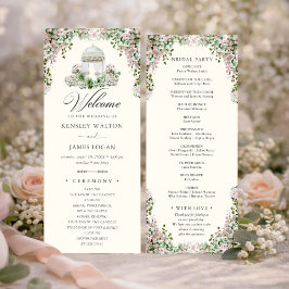 Programa de Casamento de Jardim Elegante com Rosa
