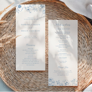 Programa de Casamento de Jardim Floral Azul Poeire