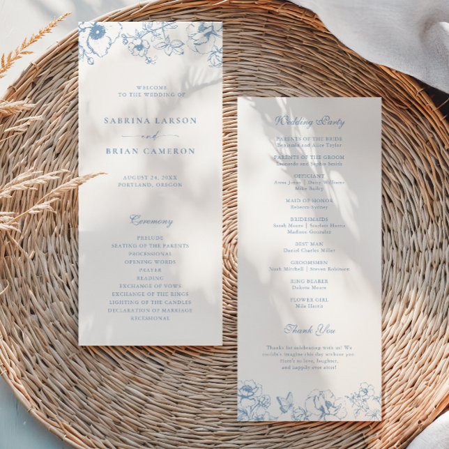 Programa de Casamento de Jardim Floral Azul Poeire (Criador carregado)