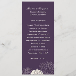 Programa de Casamento de Jardim rosa - Roxo