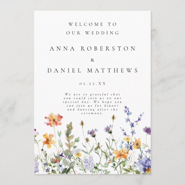 Programa de Casamento de Jardins Selvagens (Frente)